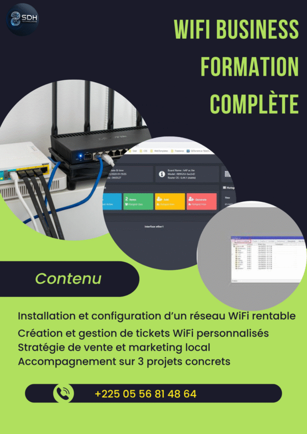 WiFi Business – Formation complète avec accompagnement sur 3 projets concrets de vente de tickets WiFi